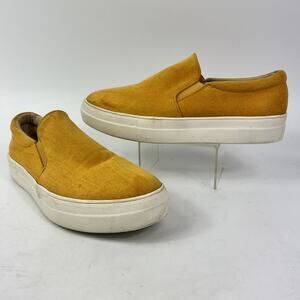 Soda Womens 9 Mustard Yellow Suede Slip On Comfort Platform Sneakers Casual Shoe